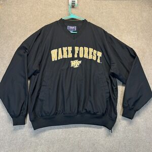 Wake Forest Pullover Windbreaker Men's Small Team Edition Black Side Zip Lined